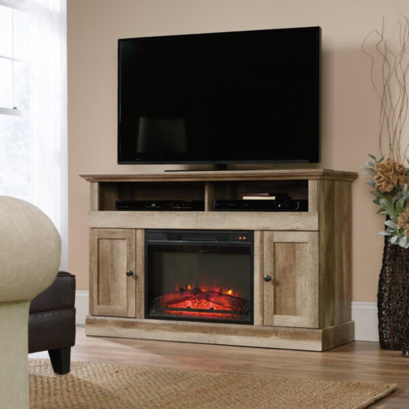 Sauder Cannery Bridge Fireplace TV Stand, for TVs up to 60, Lintel Oak Finish