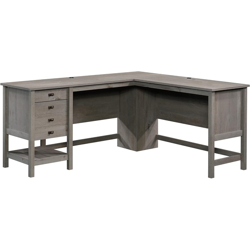 Sauder Cottage Road L-Desk, L: 65.12 x W: 58.66 x H: 29.76, Mystic Oak finish
