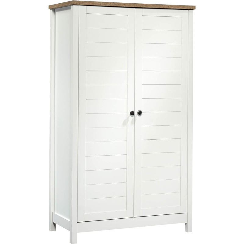 Sauder Cottage Road Storage Pantry Cabinet, L: 35.28 x W: 17.52 x H: 60.43, Soft White finish