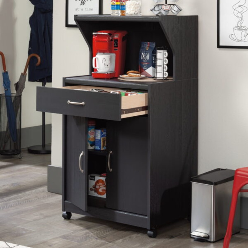Sauder Kitchen Cart for Microwave, Raven Oak Finish