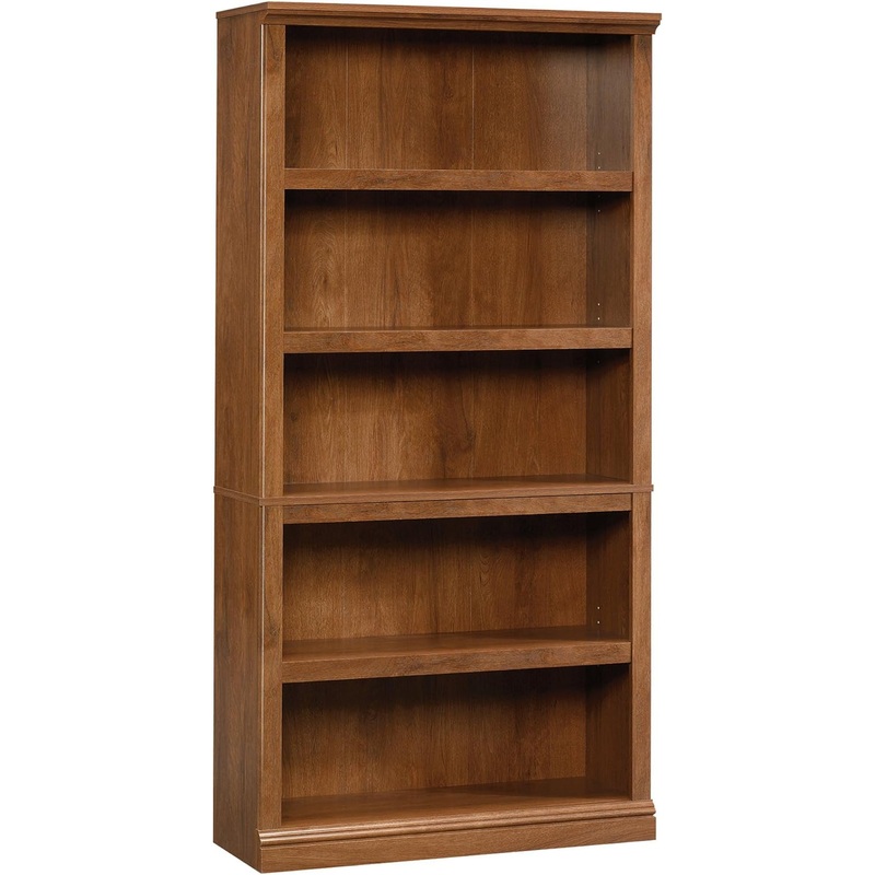 Sauder Miscellaneous Storage 5 Split Bookcase/Book Shelf, L: 35.28 x W: 13.23 x H: 69.76, Oiled Oak finish