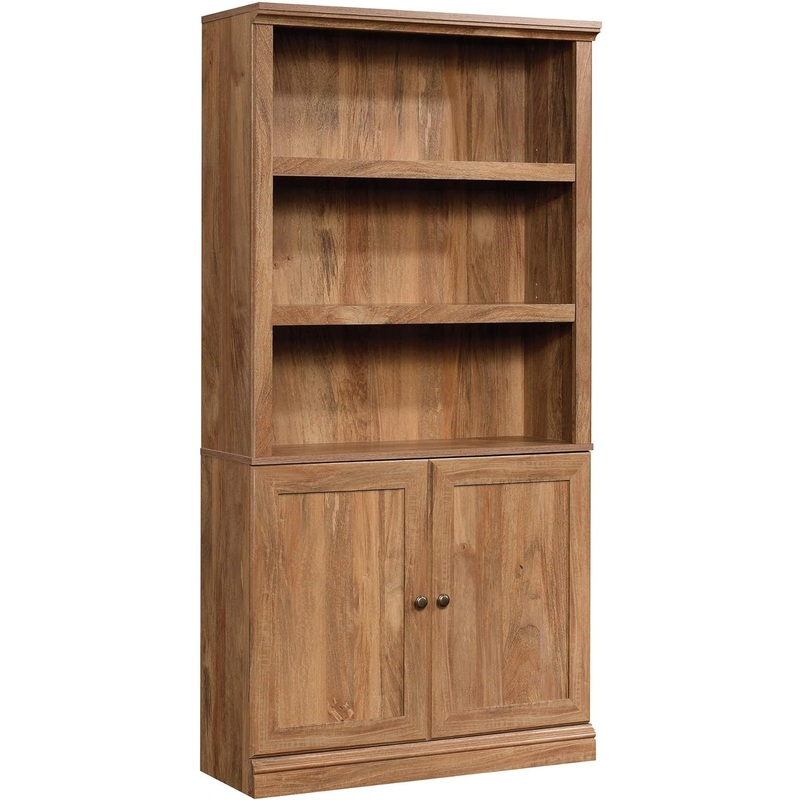 Sauder Miscellaneous Storage Transitional 3-Shelf 2-Door Bookcase/ Book shelf, Sindoori Mango finish