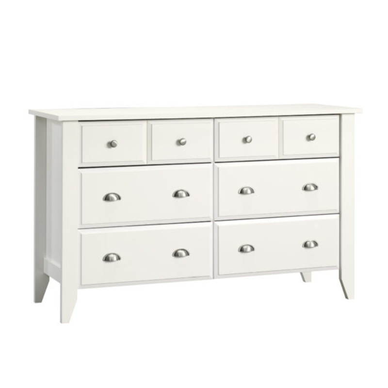 Sauder Shoal Creek 6-Drawer Dresser, Soft White finish