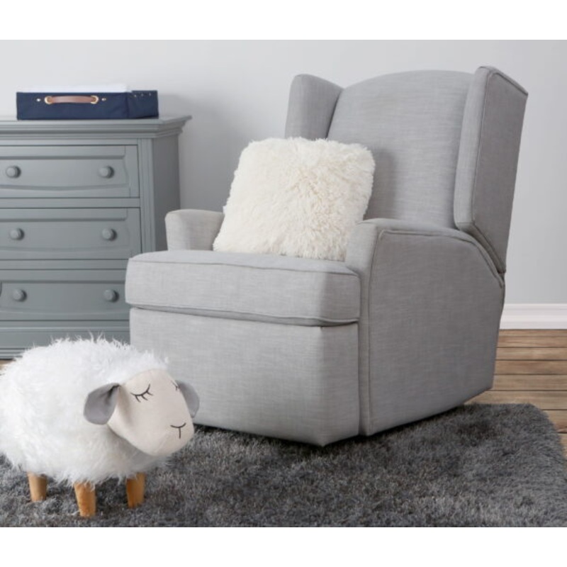 Second Story Home Hemingway Upholstered Wingback Swivel Gliding Recliner- Gray