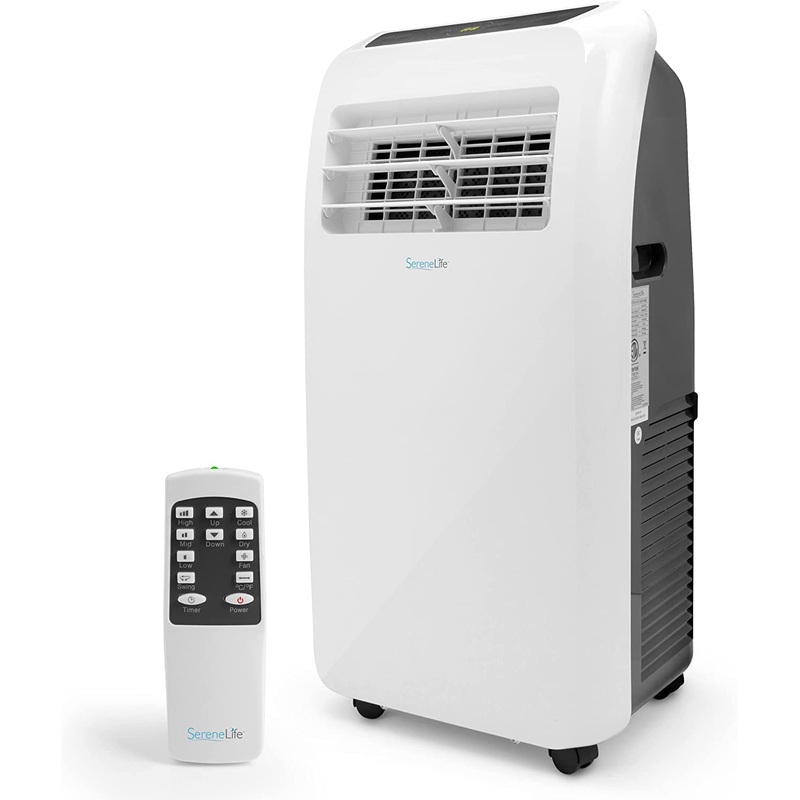 SereneLife SLPAC8 SLPAC 3-in-1 Portable Air Conditioner with Built-in Dehumidifier Function,Fan Mode, Remote Control, Complete Window Mount Exhaust Kit, 8,000 BTU, White