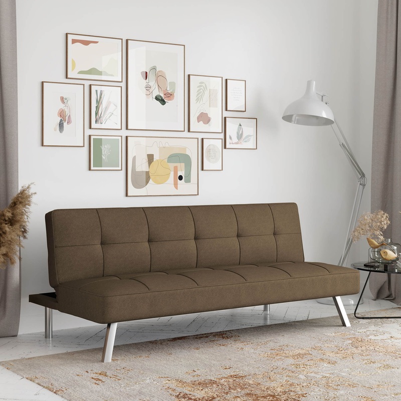 Serta Chelsea Modern Futon, Brown Fabric