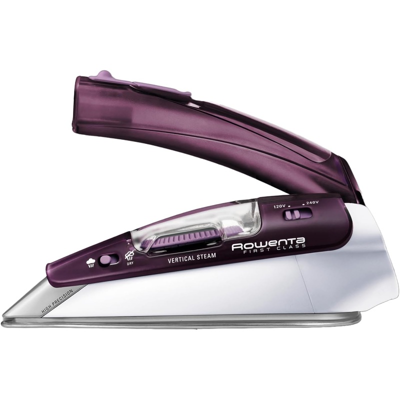 Rowenta Pro Compact Stainless Steel Soleplate Steam Iron for Clothes 200 Microsteam Holes, Cotton, Wool, Poly, Silk, Linen, Nylon 1000 Watts Ironing, Fabric Steamer, Travel, Dual Voltage DA1560