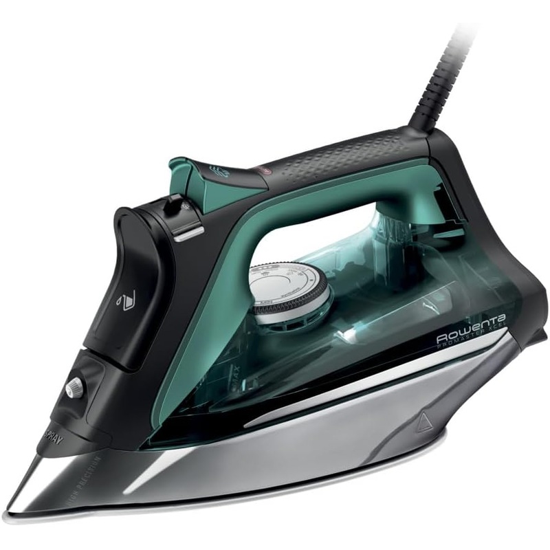 Rowenta Pro Master Stainless Steel Soleplate Steam Iron for Clothes 400 Microsteam Holes, Cotton, Wool, Poly, Silk, Linen, Nylon 1775 Watts Ironing, Garment Steamer, Powerful Steam DW8360