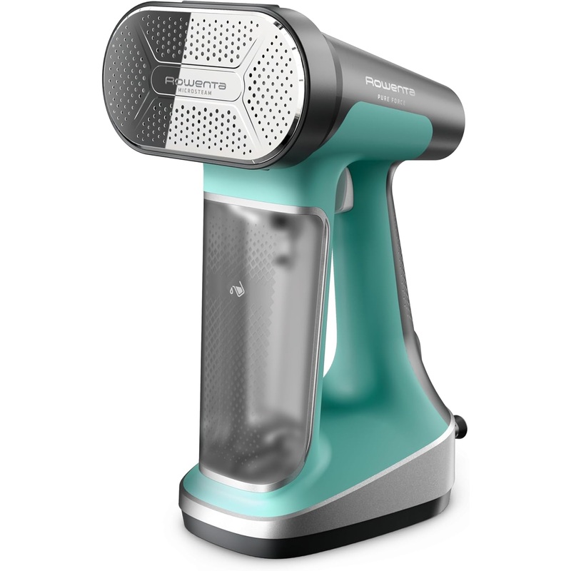 Rowenta, Steamer for Clothes, Pure Force 2in1 Steamer & Iron, 7.1 Oz Tank Capacity, Vertical Steaming, Horizontal ironing, Lightweight, Auto-off, XL power, 1875 Watts, Green Clothes Steamer, DR8822