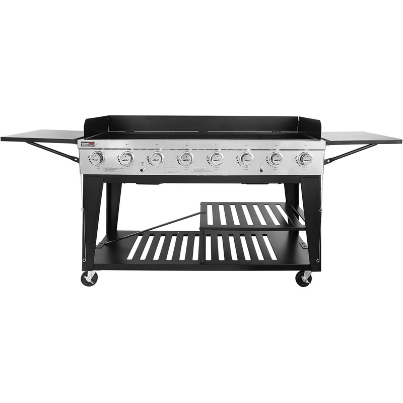 Royal Gourmet 8-Burner Gas Grill, 104,000 BTU Liquid Propane Grill, Independently Controlled Dual Systems, Outdoor Party or Backyard BBQ, Black