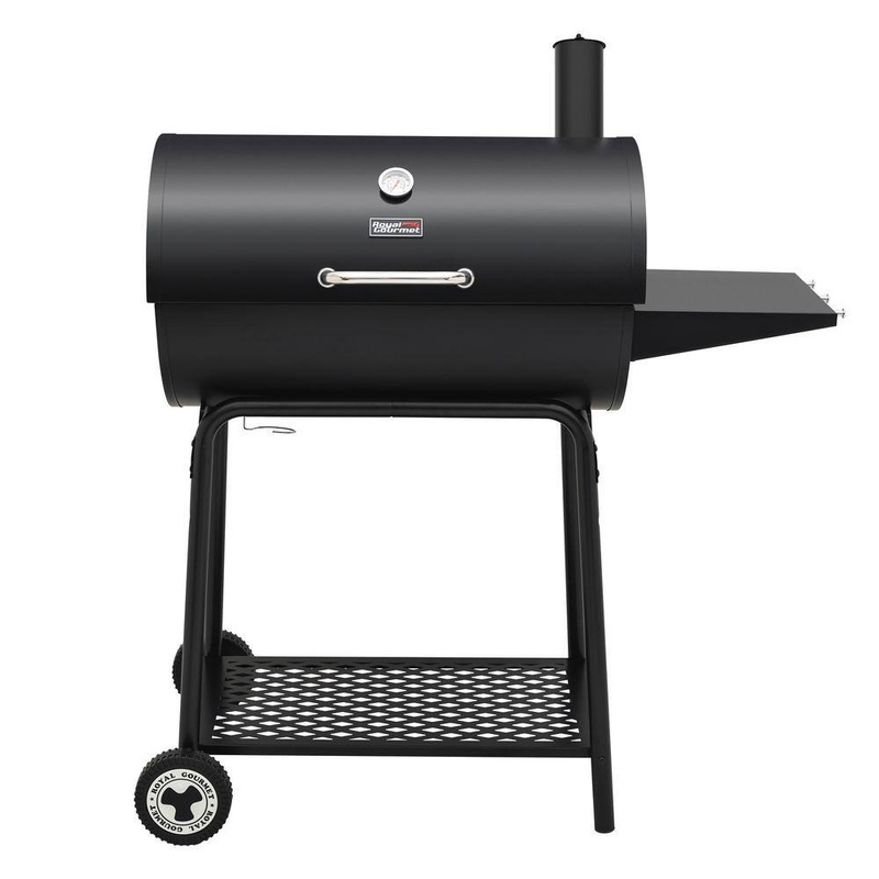 Royal Gourmet CC1830 30 in. Barrel Charcoal Grill in Black with Side Table