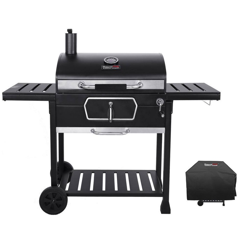 Royal Gourmet CD2030AC Deluxe 30 in. Charcoal Grill with Cover, BBQ Smoker Picnic Camping Patio Backyard Cooking in Black