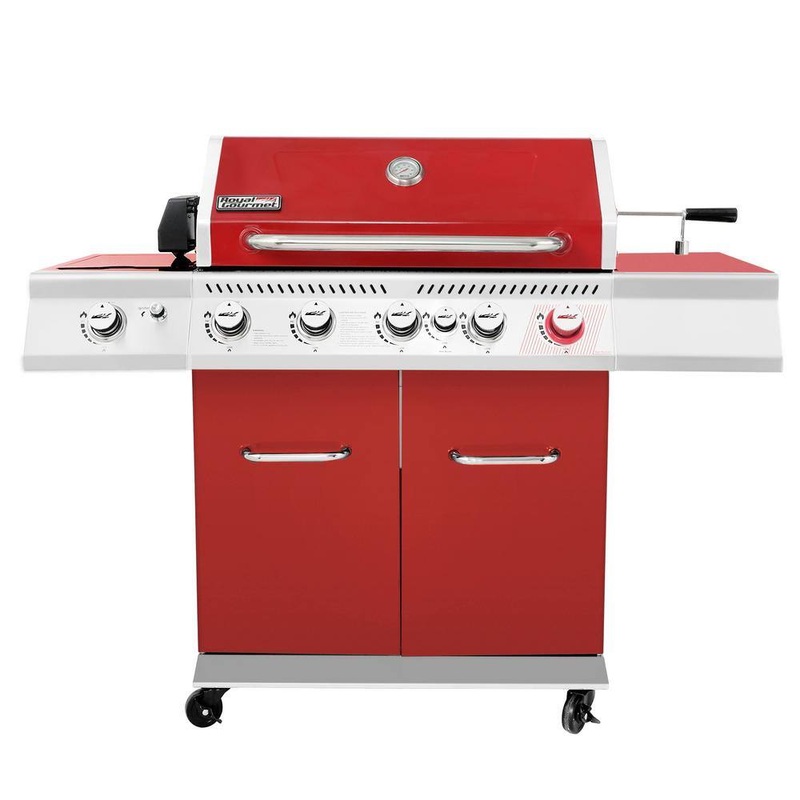 Royal Gourmet GA5403R 5-Burner Propane Gas Grill in Red with Rotisserie Kit