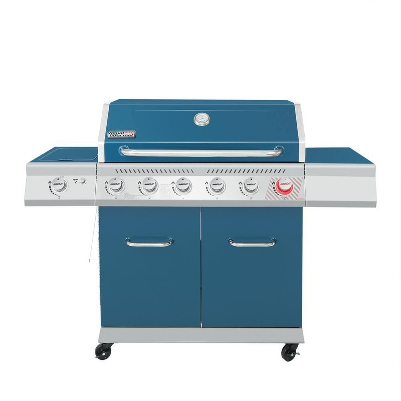Royal Gourmet GA6402B 6-Burner Propane Gas Grill in Blue with Sear Burner and Side Burner