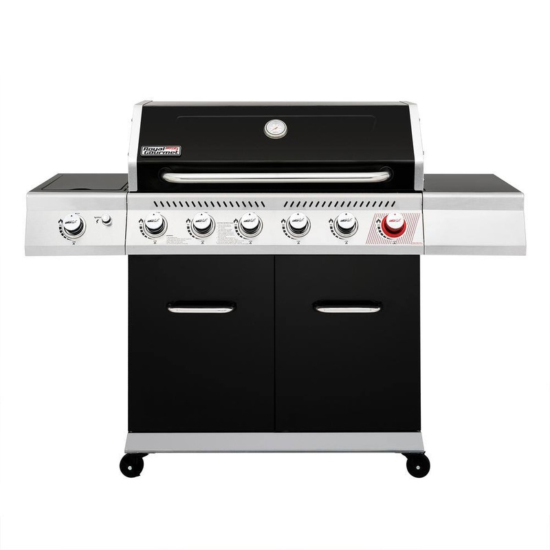 Royal Gourmet GA6402H 6-Burner BBQ Liquid Propane Gas Grill with Sear Burner and Side Burner, 74,000 BTU, Cabinet Style Grill in Black