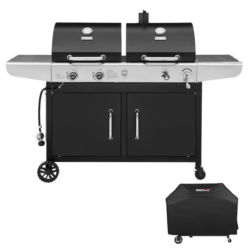 Royal Gourmet ZH3002C Cabinet Style Dual Fuel Series with Cover Black Liquid propane and charcoal Combo Grill