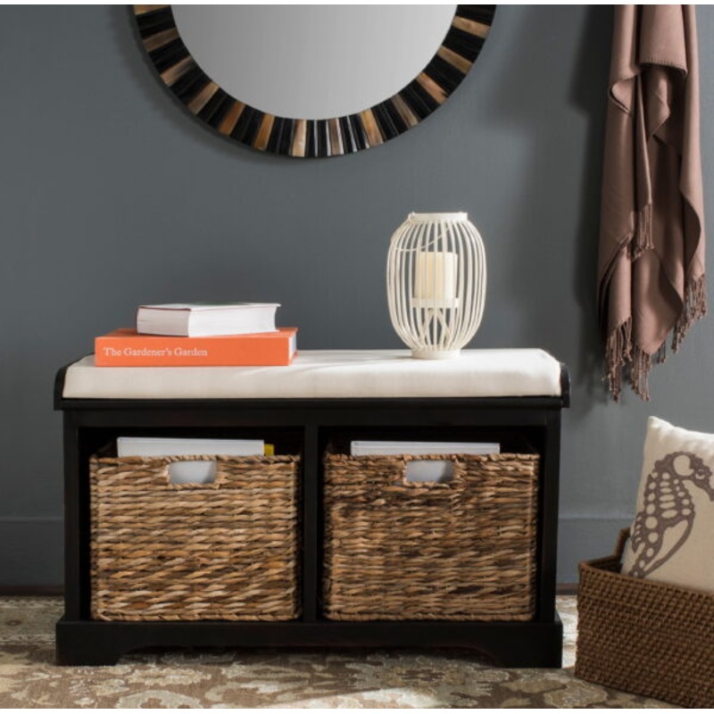 Safavieh Freddy Wicker Indoor Storage Bench, Black