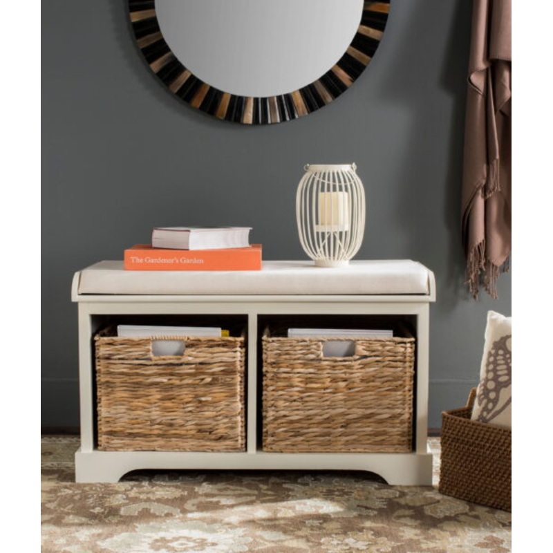 Safavieh Freddy Wicker Indoor Storage Bench, Vintage White