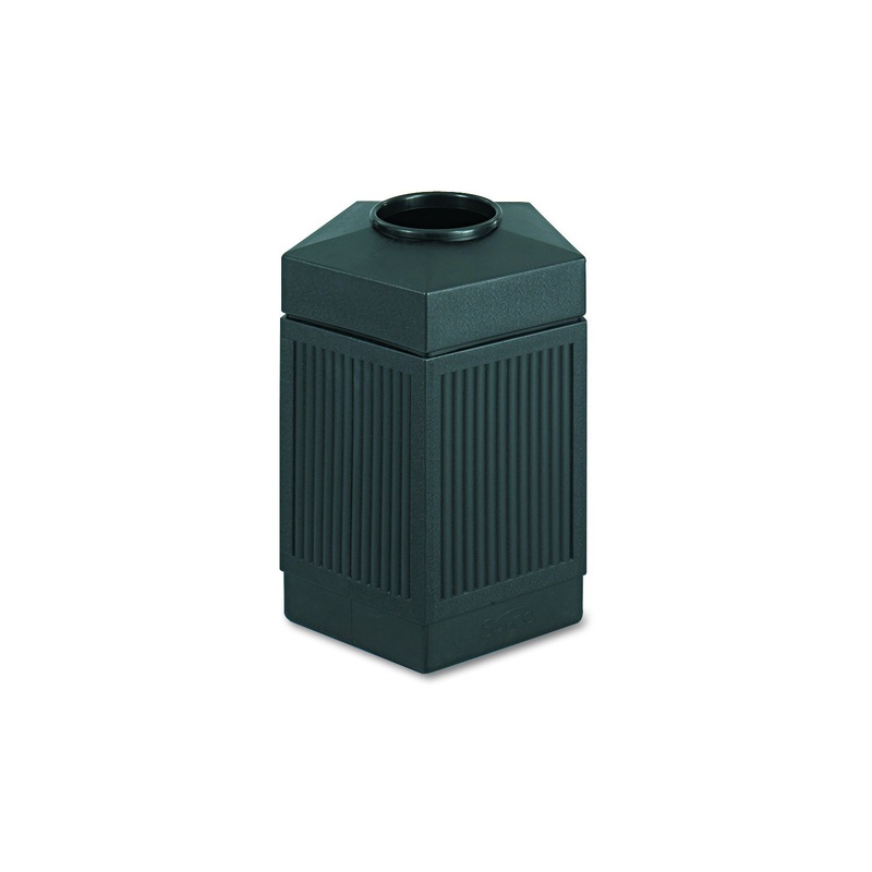 Safco Products Canmeleon Outdoor-Indoor Open Top Pentagon Trash Can 9486BL, Black, Decorative Fluted Panels, 45-Gallon Capacity