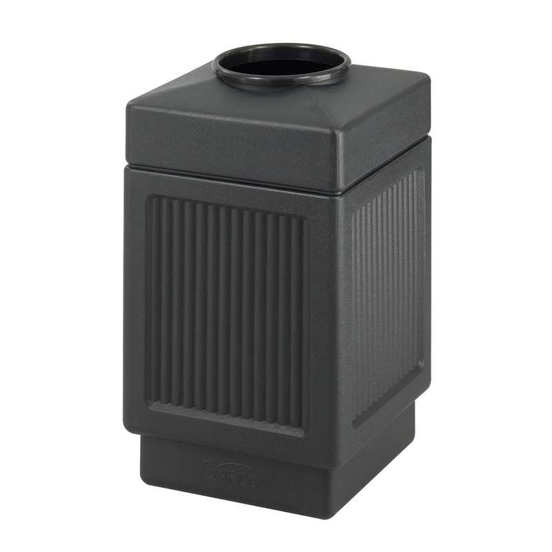 Safco Products Canmeleon Outdoor-Indoor Recessed Panel Trash, Garbage Can 9475BL Black Decorative Fluted Panels 38-Gallon Capacity