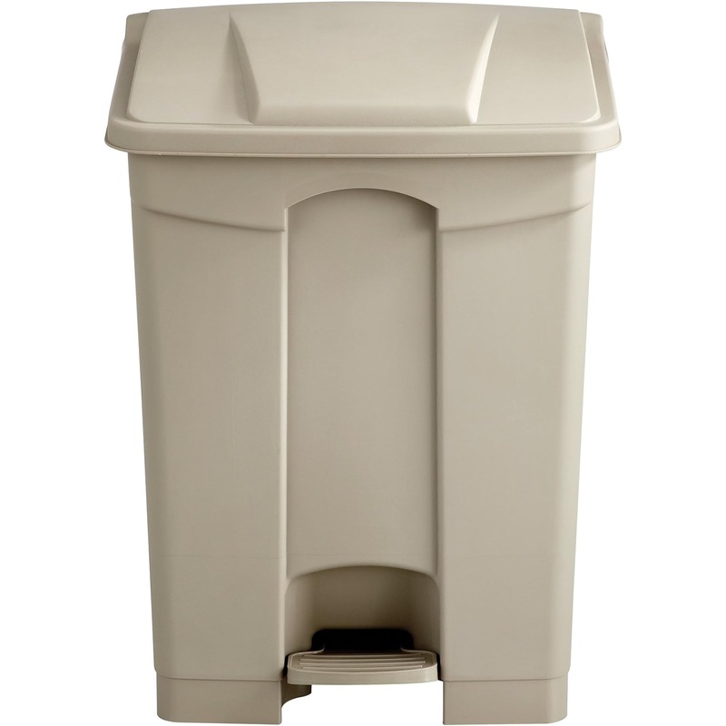 Safco Products Plastic Step-On Trash Can 9922TN, Tan, Hands-Free Disposal, 17-Gallon Capacity