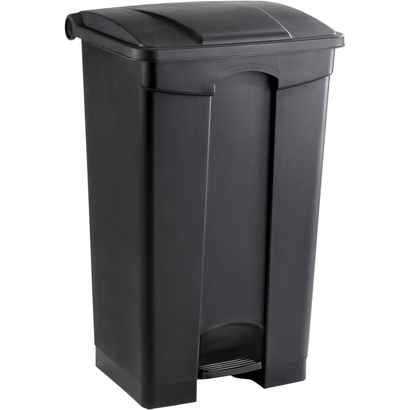 Safco Products Plastic Step-On Trash Can 9923BL, Black, Hands-Free Disposal, 23-Gallon Capacity