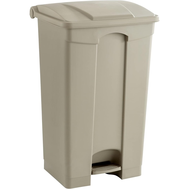 Safco Products Plastic Step-On Trash Can 9923TN, Tan, Hands-Free Disposal, 23-Gallon Capacity