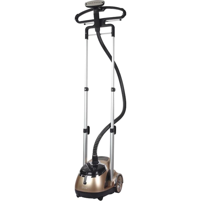 Salav Gold Standing Fabric Steamer Fabric Steamer, Stainless Steel Steam Plate, Retractable Power Cord, 1.8L (60.8 oz) Water Tank, 1500 watts