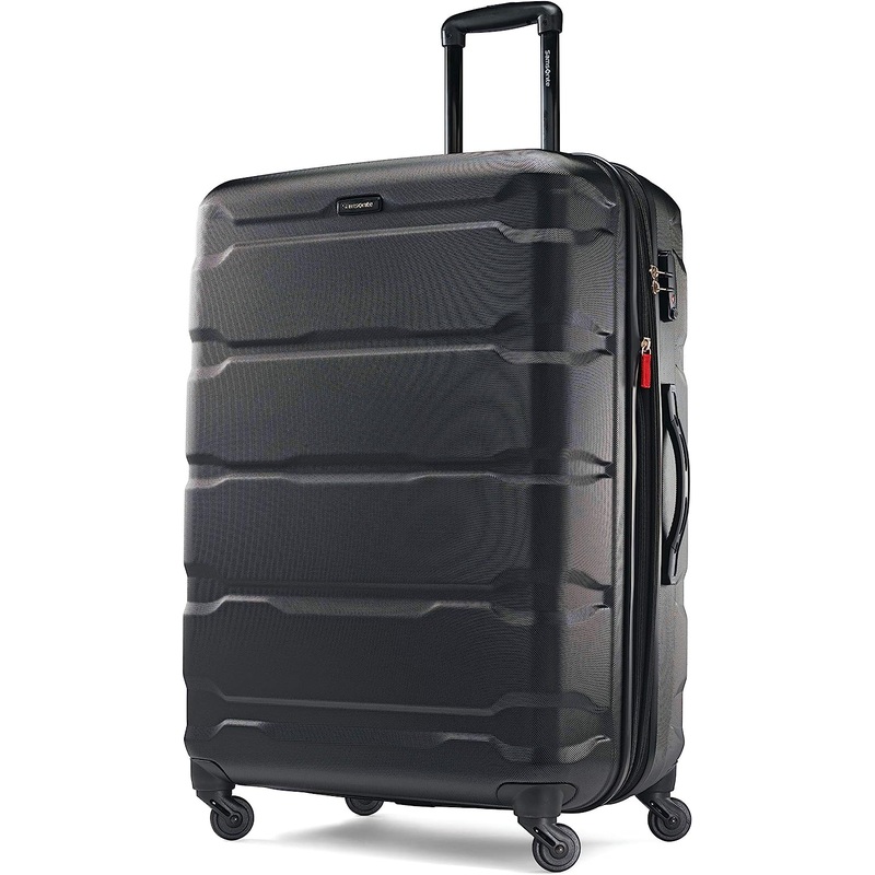 Samsonite Omni PC Hardside Expandable Luggage with Spinner Wheels, Checked-Large 28-Inch, Black