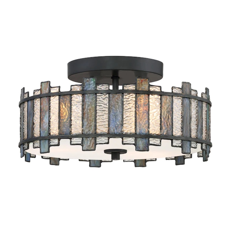 Quoizel  Sentry 3-Light 14-in Black Incandescent Semi-flush Mount Light