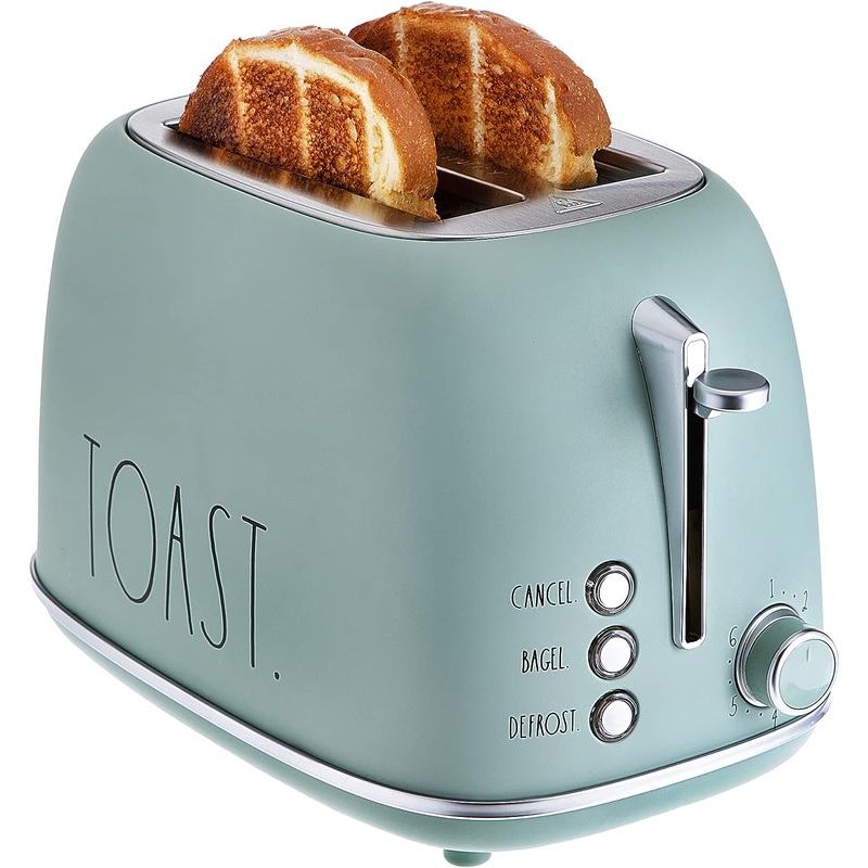 Rae Dunn Retro Rounded Bread Toaster, 2 Slice Stainless Steel Toaster with Removable Crumb Tray, Wide Slot with 6 Browning Levels, Bagel, Defrost and Cancel Options (Cream)