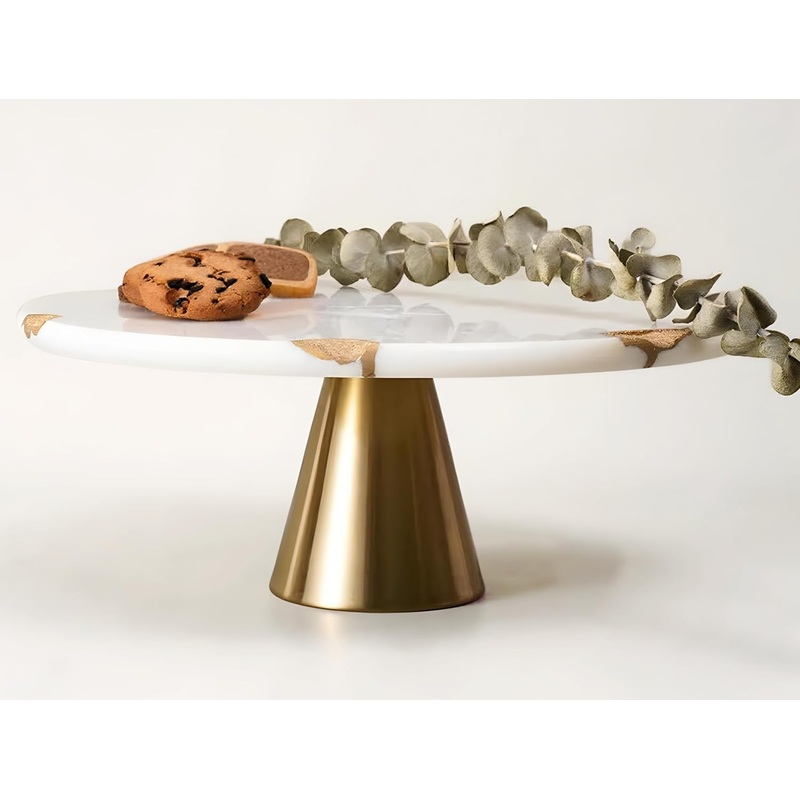 Real Marble Cake Stand by Balin Designs  White Marble 12 Round Cake Stand with Gold Stand  Smoothly Versatile Cake, Cupcake Stand  Ideal for Birthday Parties, Showers, Weddings Parties & Events