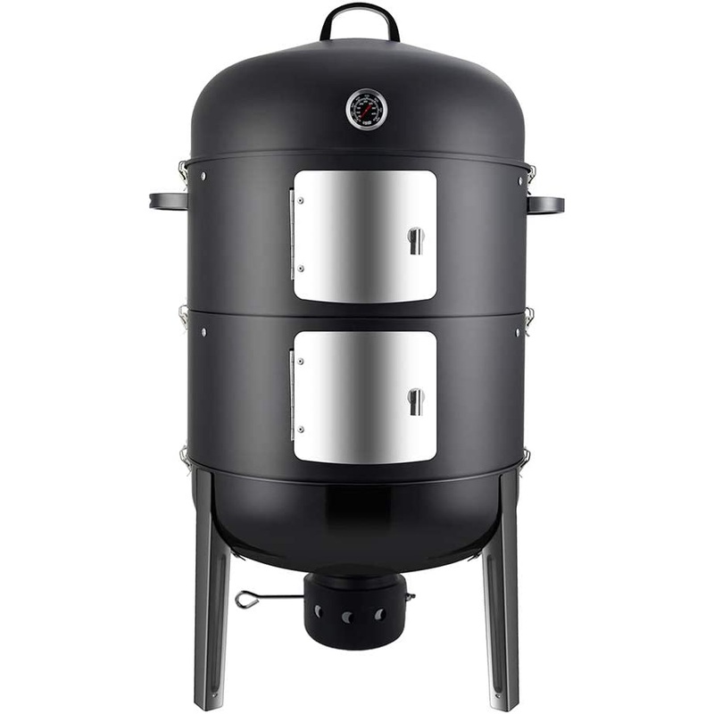 Realcook Charcoal BBQ Smoker Grill  20 Inch Vertical Smoker for Outdoor Cooking Grilling