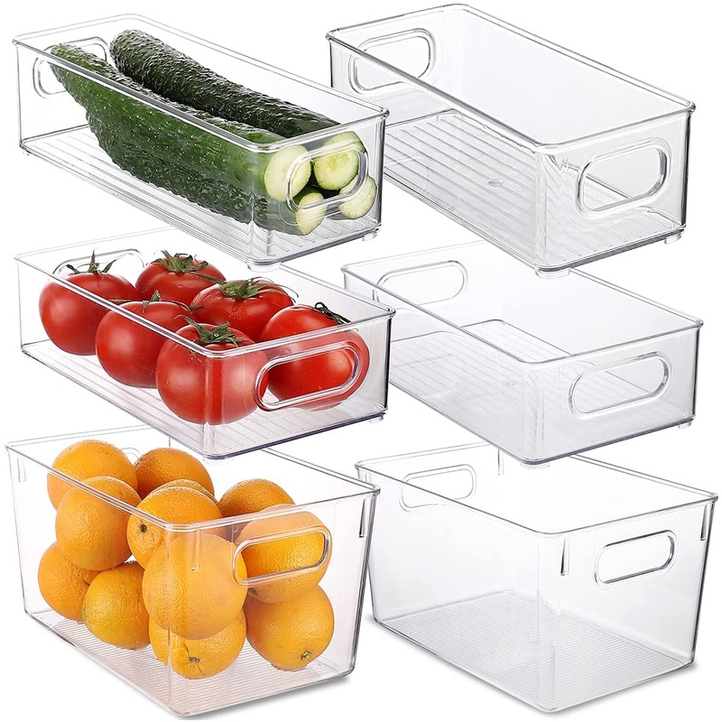 Refrigerator Organizer Bins, Set Of 6 Plastic Organizer Bins, BPA Free