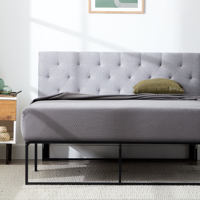 Rest Haven Eugene Diamond Tufted Upholstered Headboard, Full, Gray