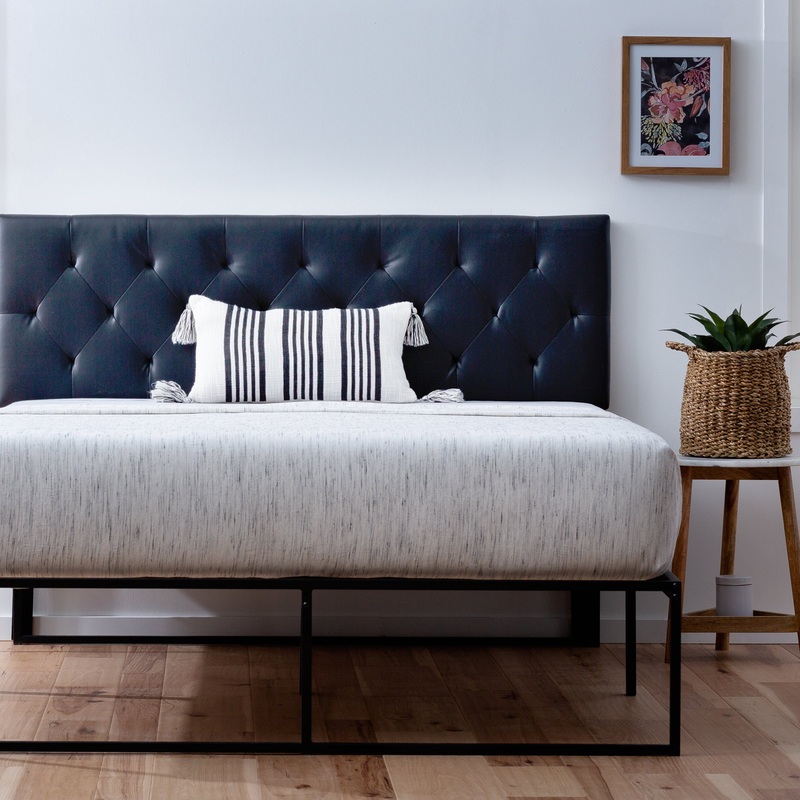 Rest Haven Harrington Faux Leather Upholstered Headboard, Full, Black
