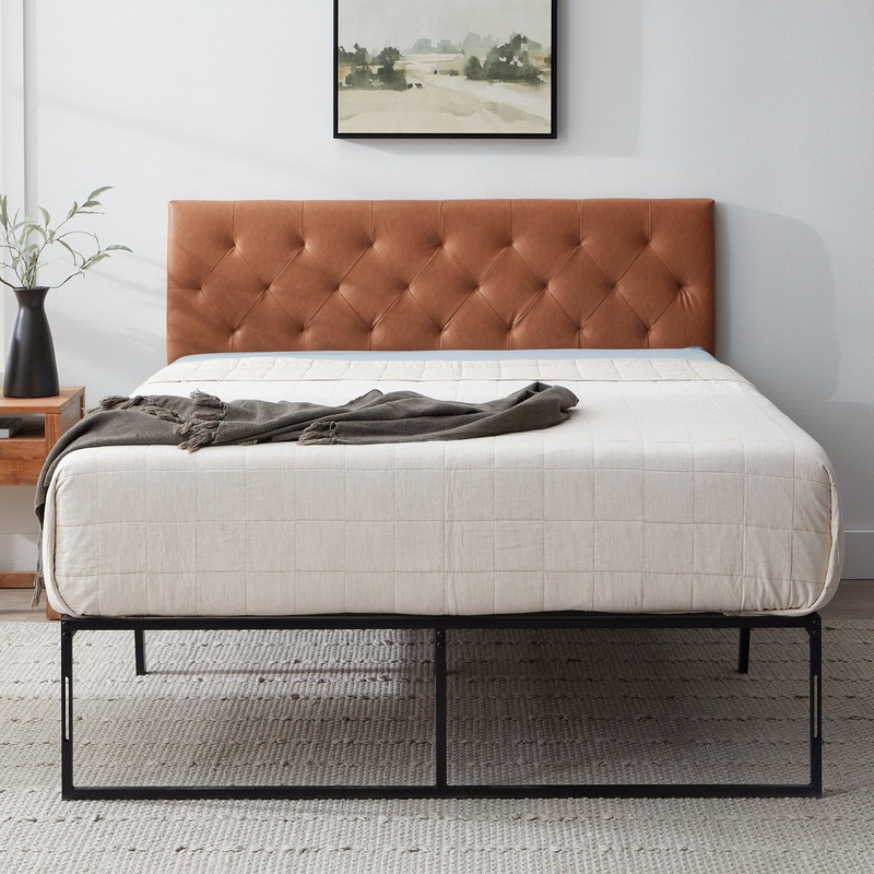 Rest Haven Harrington Faux Leather Upholstered Headboard, Full, Camel