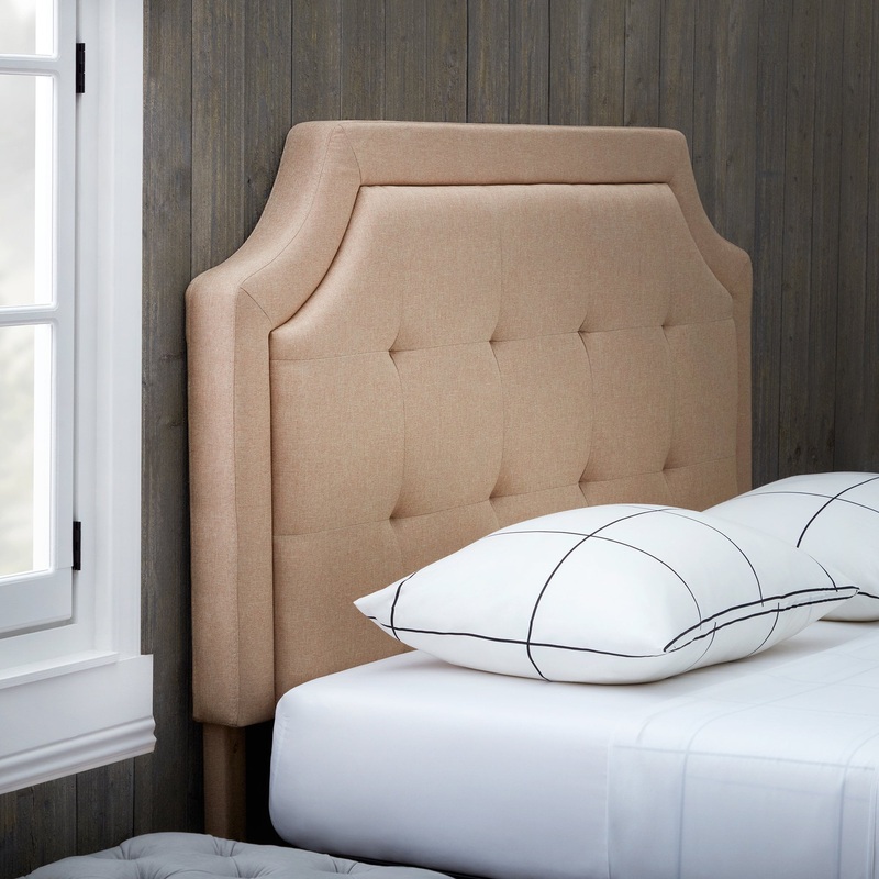Rest Haven Scallop Edged Upholstered Headboard, Full/Full XL, Beige