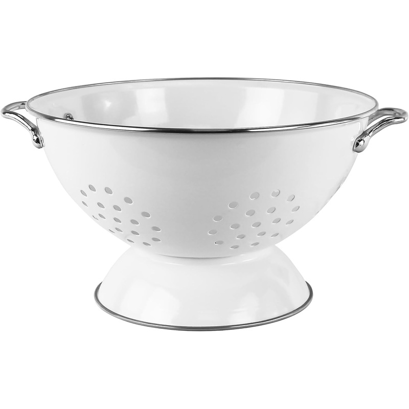 Reston Lloyd Enamel Steel Colander & Vegetable Strainer, 5 Quart, White