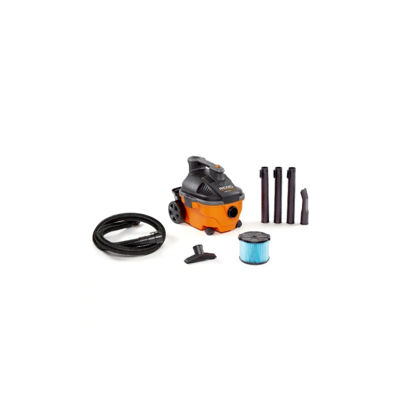 RIDGID WD4070 4 Gallon 5.0-Peak HP Portable Wet/Dry Shop Vacuum with Fine Dust Filter, Hose and Accessories