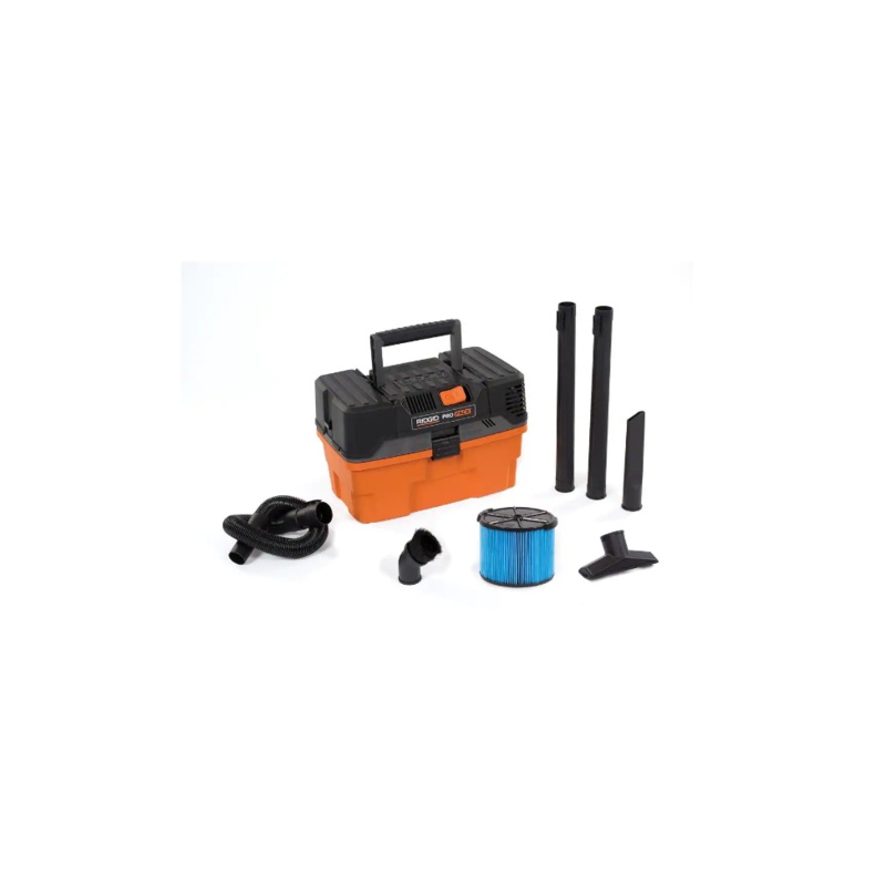 RIDGID WD4522 4.5 Gallon 5.0-Peak HP ProPack Wet/Dry Shop Vacuum with Fine Dust Filter, Expandable Hose and Accessories