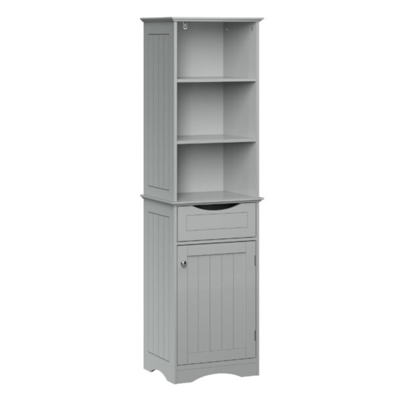 RiverRidge Home Ashland Tall Linen Storage Cabinet with Drawer, Gray