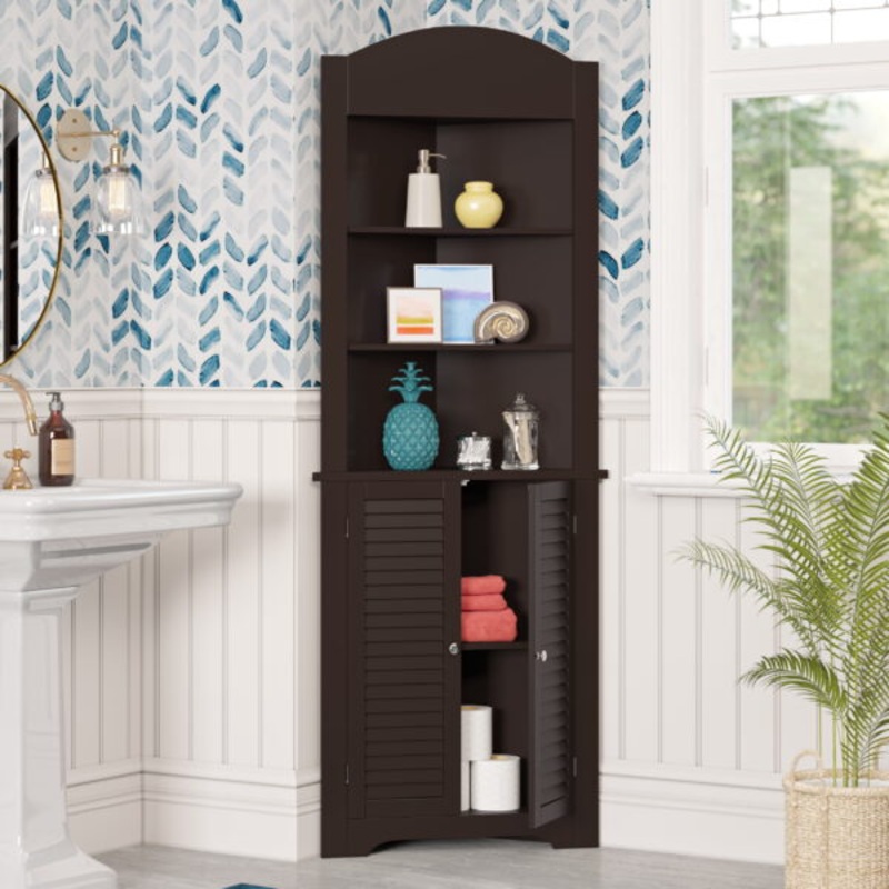 RiverRidge Home Ellsworth Collection  Tall Corner Storage Cabinet, Espresso