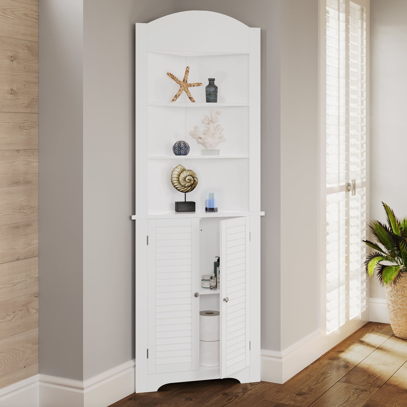 RiverRidge Home Ellsworth Collection  Tall Corner Storage Cabinet, White