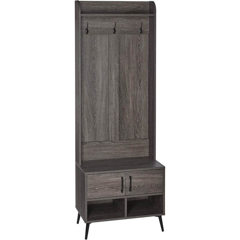RiverRidge  Woodbury Dark Weathered Wood Grain 3-Hook Coat Stand