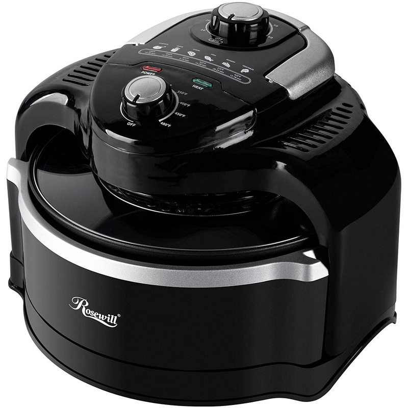 Rosewill RHCO-19001 7.4-Quart Electric Air Fryer Convection Oven Multicooker, 1000W Turbo Air Fryer, 7-Liter Large Capacity Infrared Countertop Multicooker with Temperature and Timer Settings, Black