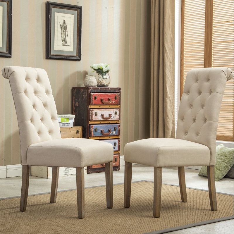 Roundhill Furniture Habit Dining Chair, Set of 2, Tan