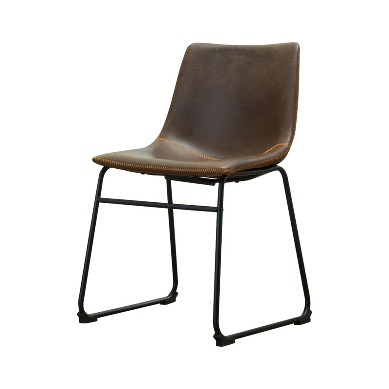 Roundhill Furniture Lotusville Vintage Faux Leather Dining Chair, Brown  Set of 2