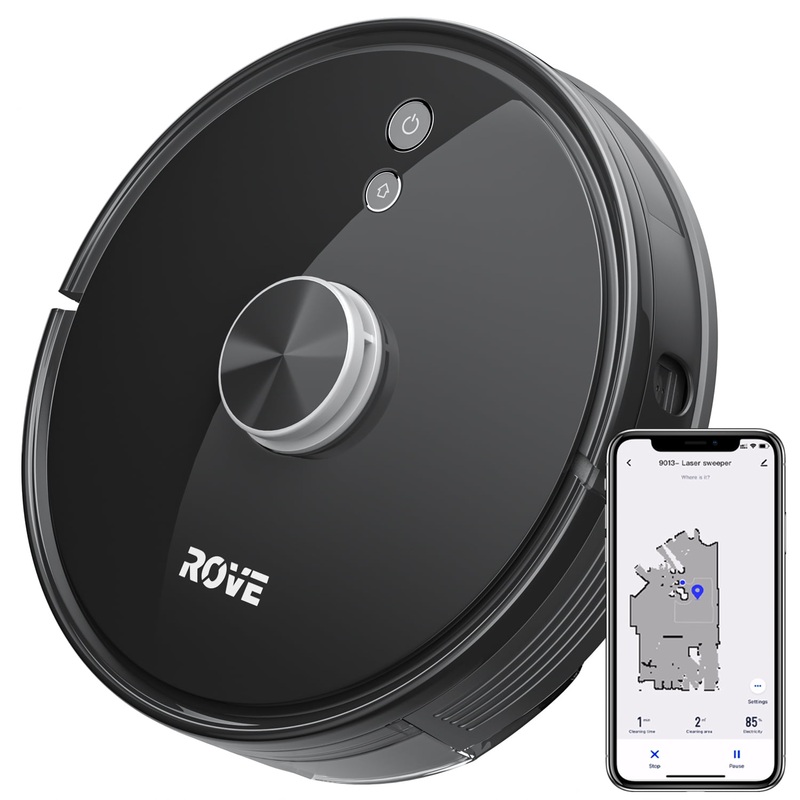 Rove Robot Vacuum Sweeping Cleaner  2000 Pa Strong Suction & 2600mAh Battery Life Robotic Sweeper, Automatic Self Charging, Lidar Navigation, Smart Mapping, Perfect for Pet Hair Carpets, Hard Floors