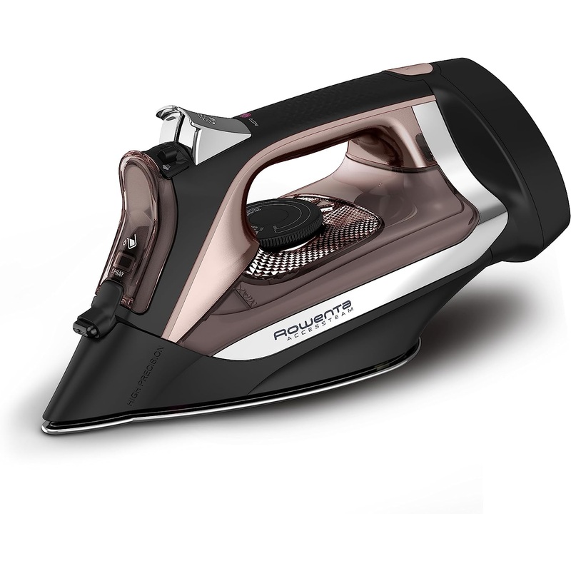 Rowenta Access Stainless Steel Soleplate Steam Iron with Retractable Cord 350 Microsteam Holes, Cotton, Wool, Poly, Silk, Linen, Nylon 1725 Watts Portable, Ironing, Garment Steamer DW2459